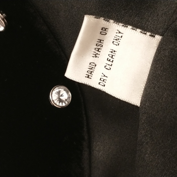 Black Velvet Vest Silk Blend Rhinestone Buttons NWT Shirt Waistcoat High Quality - Picture 8 of 10